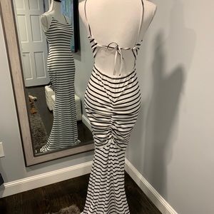 Fringed back dress